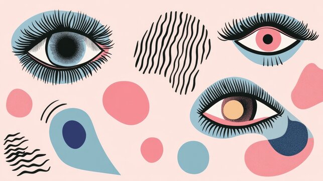 Close-up of a woman's eyes and eyelashes, ideal for beauty or makeup related content