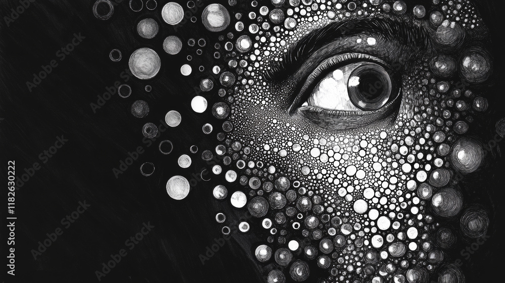 Poster the mammoth of the particles. mammoth consists of circles and points. vector illustration