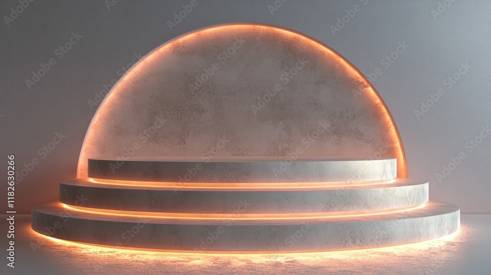 Aufkleber 3d rendering of an empty podium with a simple, elegant design, surrounded by soft pink lighting, iso