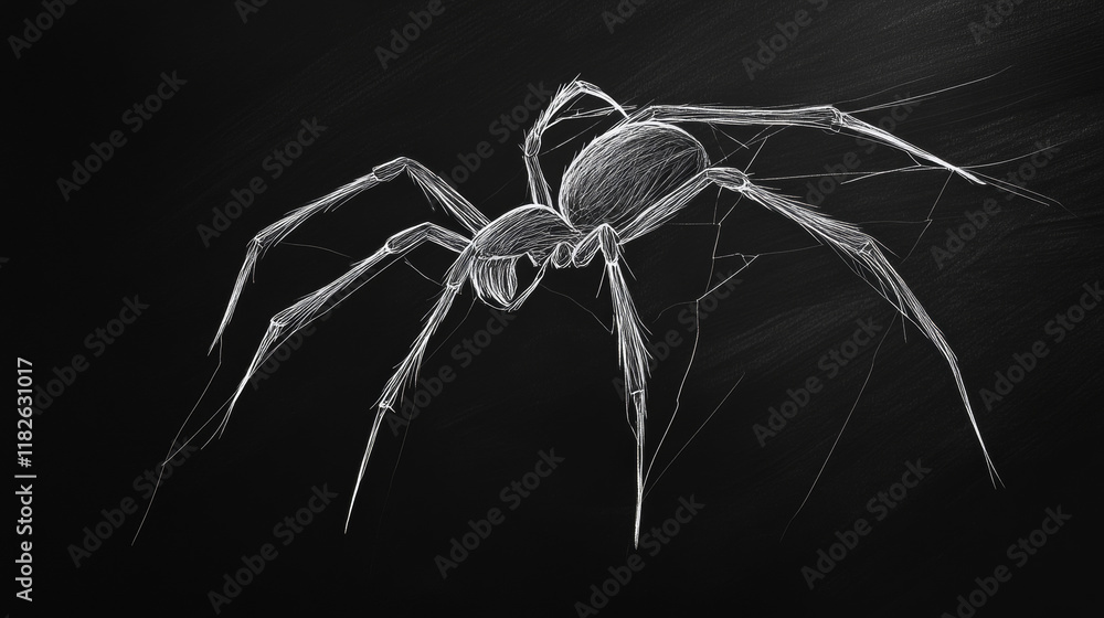 Poster black widow consists of points, lines and triangles. the polygon shape in the form of a silhouette o