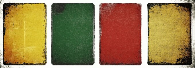 Fototapeta premium Vintage-style pastel-colored wooden shield-shaped signs, with a white background