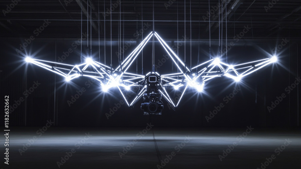 Aufkleber hologram drone. a drone of polygons, triangles of points and lines. shipping by air if the structure