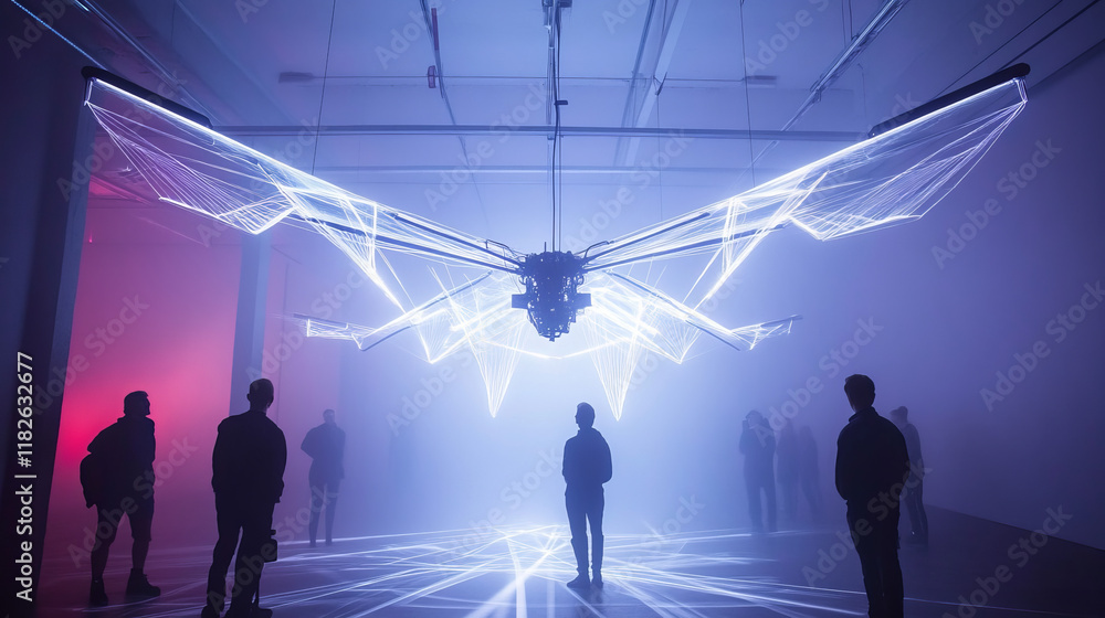 Aufkleber hologram drone. a drone of polygons, triangles of points and lines. shipping by air if the structure
