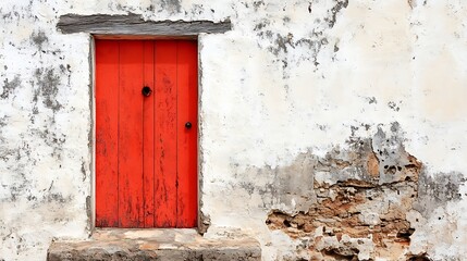 Rustic Old Red Door in Vintage Style