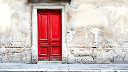 Old Red Door in Vintage Style