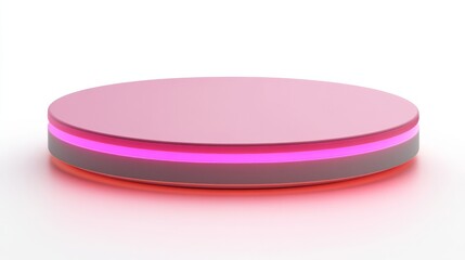 Elegant, minimalist 3D podium with a pink gradient light shining from below, perfect for Valentine's Day, isolated on white 