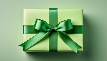 a simply wrapped gift box with a vibrant green satin ribbon bow perfect for any occasion