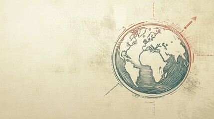 Obraz premium Cartoon image of a globe surrounded by arrows