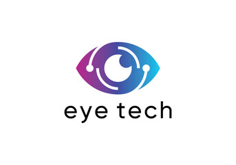 Obraz premium eye technology logo design. vision digital connection icon symbol concept