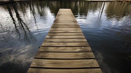 Fototapeta premium Lake with wooden dock high quality generated AI