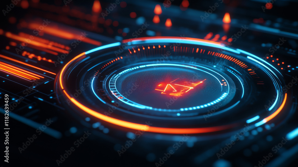 Poster hologram thermometer. a thermometer made of polygons, triangles of points and lines. thermometer ico