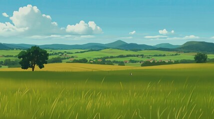 Obraz premium Open grassland with distant mountains generated AI