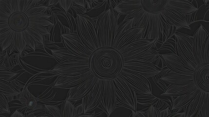 Stunning Dark Floral Pattern with Intricate Line Art