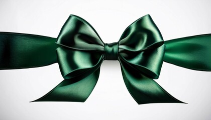 dark green satin bow with long elegant ribbons