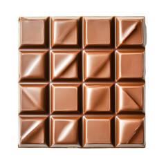 Milk Chocolate Bar: A close-up shot of a smooth milk chocolate bar, with a rich brown hue and a classic square design. The texture and pattern of the chocolate are beautifully highlighted.