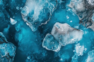 Floating icebergs reveal the mesmerizing beauty of glacial waters reflecting shades of blue and turquoise in a serene Arctic landscape