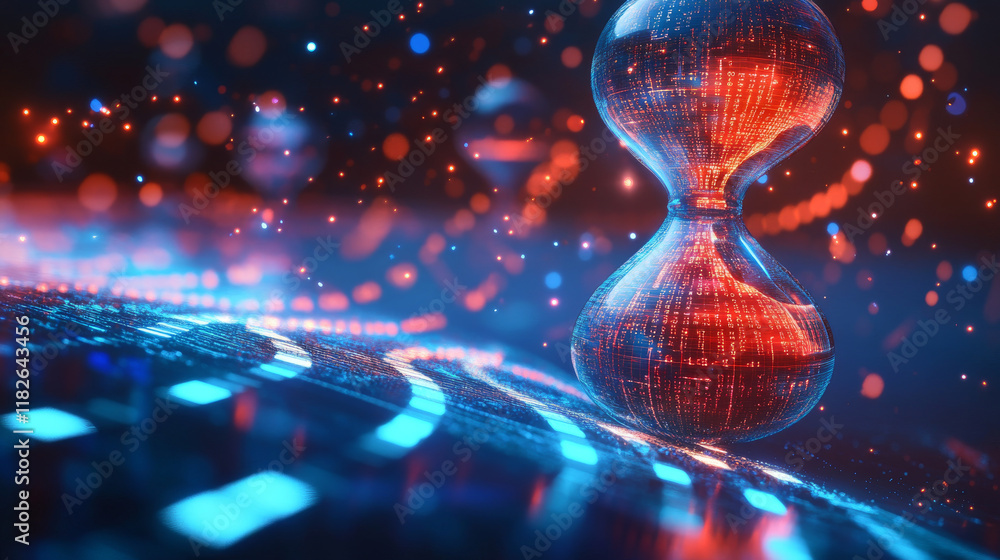 Poster time checklist hologram. step into the next era of scheduling with this vector, showcasing a hologra