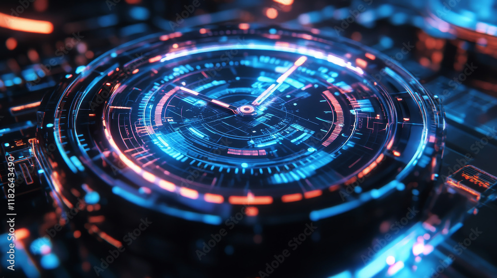 Poster time checklist hologram. step into the next era of scheduling with this vector, showcasing a hologra
