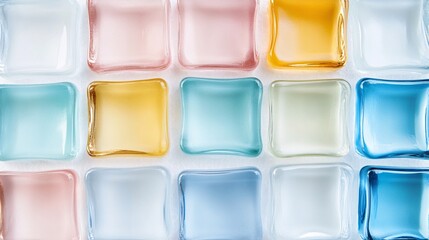 Rounded Glass Tiles in Minimalist Design Against White Background