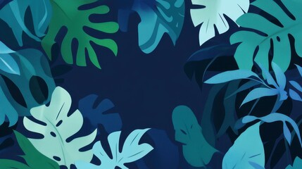 deep blue leaf patterns, stylish leaf decorations, abstract leaf compositions, modern tropical leaf art, artistic leaf textures, abstract plant design, tropical leaf artwork, fresh tropical leaf