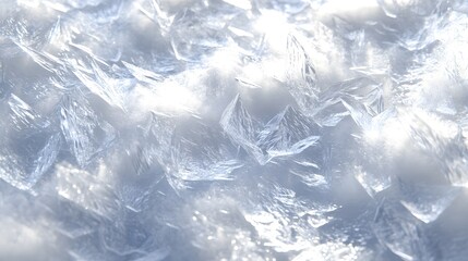 Icy snow texture with crystalline structures and reflection