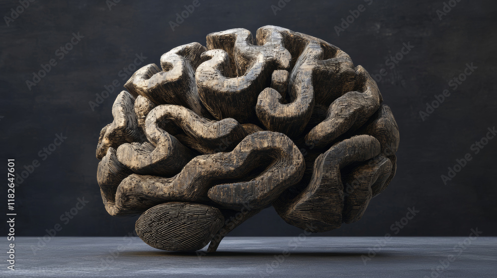 Poster the brain is composed of points, lines and triangles. the polygon shape in the form of artificial in