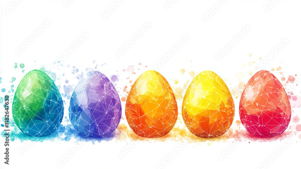 Poster easter consists of points, lines and triangles. the polygon shape in the form of a silhouette eggs o