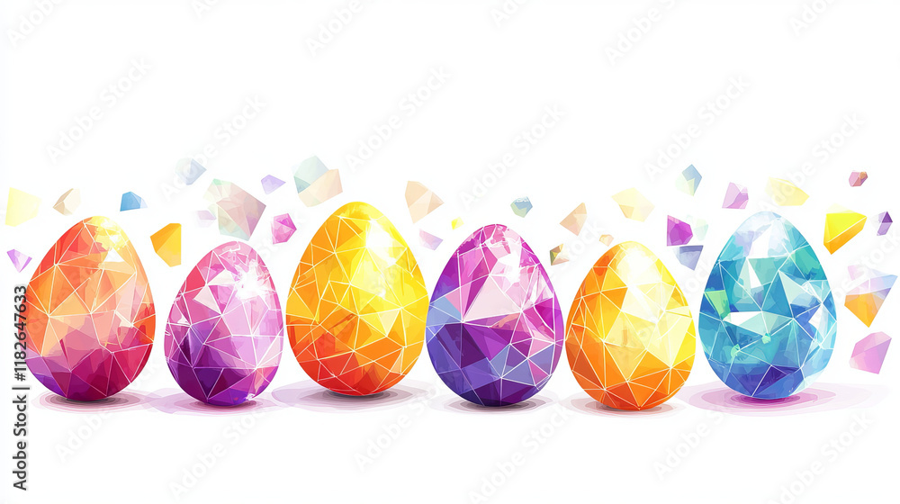 Poster easter consists of points, lines and triangles. the polygon shape in the form of a silhouette eggs o