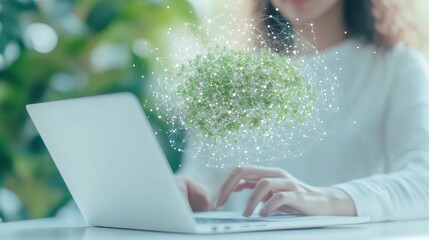 Futuristic Office Collaboration Professionals Engaged with Digital Innovation and Data Streams