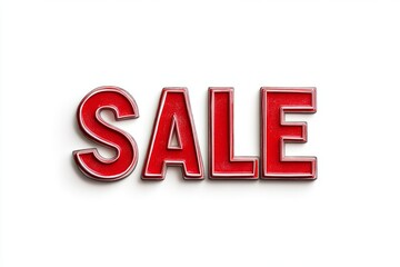 Bright red sale sign on white background