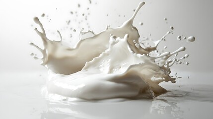 White milk cream splash captured mid-motion on a white background.