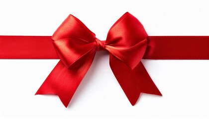 Fototapeta premium red satin ribbon with bow isolated on a white background