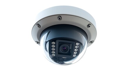 White security CCTV camera isolated on white background