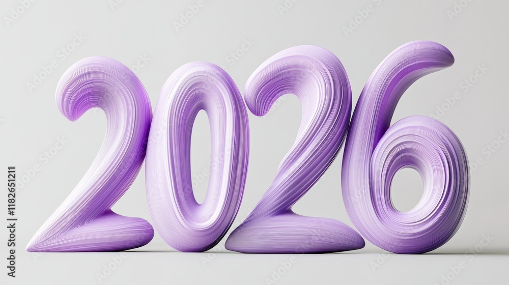 Poster abstract purple 2026 design with swirling numerical patterns
