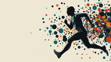 Fototapeta premium Runner of the particles. Silhouette of a runner from small circles.