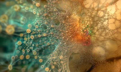 Obraz premium A colorful image of a web of many different shapes and sizes