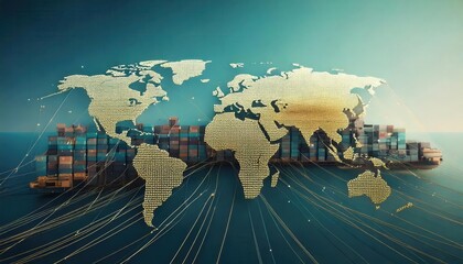 An artistic representation of global trade, highlighting supply chain risks influenced by geopolitical conflicts.