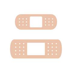 Band-Aid (adhesive plaster) icon. Symbol of treatment or medicine. Attribute of a doctor, pharmacy or hospital. Means of protection and treatment of a wound or cut.
