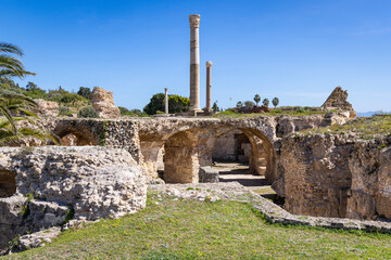 Tunis, Tunisia. Roman ruins of the Baths of Antoninus in Carthage.