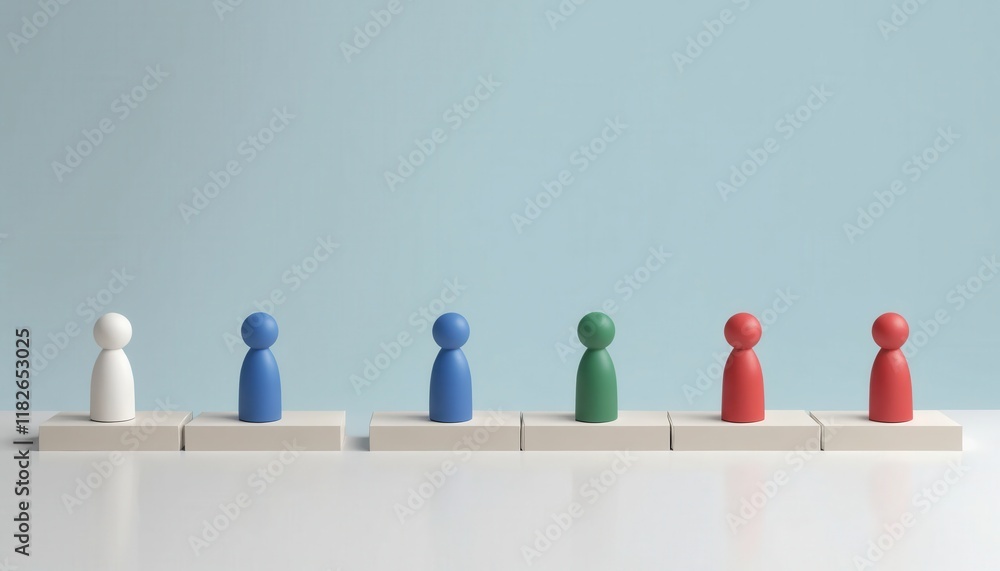 Poster a visual representation of geopolitical risks using colorful figurines on a neutral background.