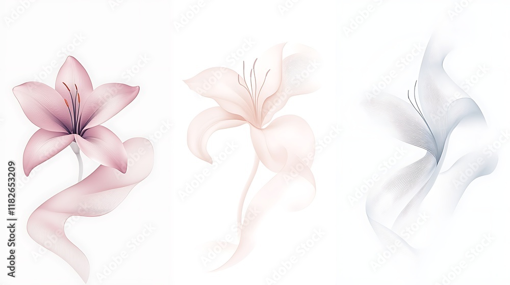 Poster abstract vein and lily art with clean and elegant design
