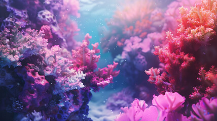 Fototapeta premium A coral reef in decline, its colors fading due to rising water temperatures, illustrates the severe impact of climate change on marine life. The scene calls for immediate conservation efforts