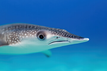 Obraz premium A shark is swimming in the ocean with its mouth open