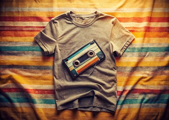 70s Retro Cassette Tape Vintage T-Shirt Design - Conceptual Photography
