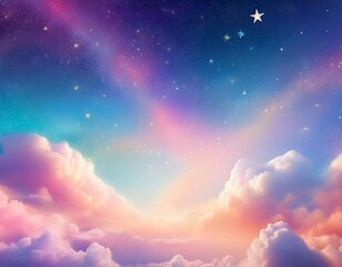 colorful pastel sky with clouds and stars abstract rainbow background for dreams and imagination valentine s day