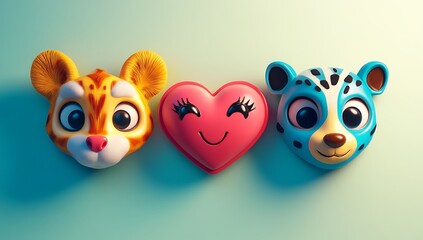 Obraz premium Group of Toys on a Blue Surface.