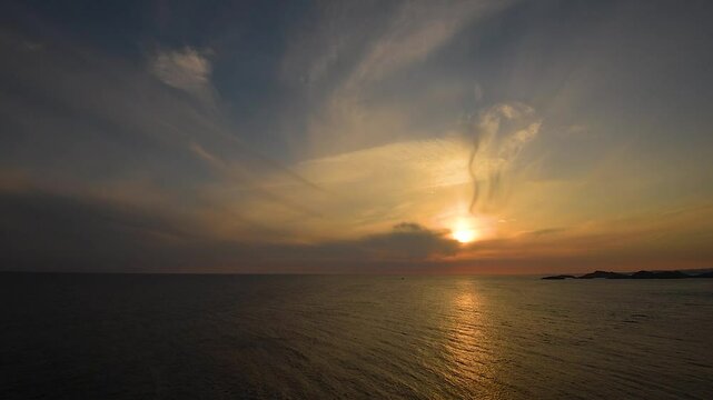 Golden summer sunset over the ocean