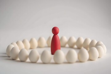 Wooden Figures Representing Teamwork and Leadership