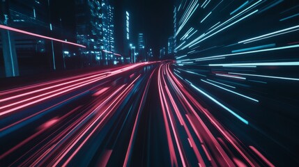 Obraz premium Hypnotic City Lights: An Abstract Night-Time Urban Transport Experience