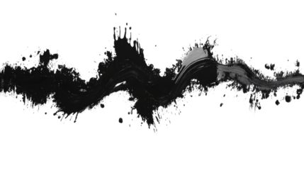 Black paint splash shaped like a soundwave isolated on white background